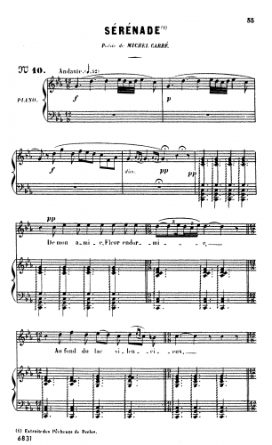 Bizet - Les pêcheurs de perles - Vocal Score Act II - Chanson, "De mon amie" - Score