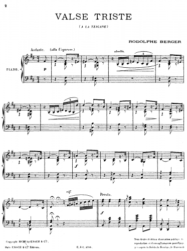 Berger - Valse triste - Score