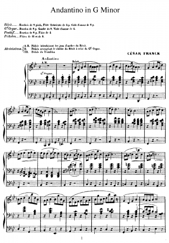 Franck - Andantino in G minor - Score