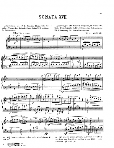 Mozart - Piano Sonata No. 15 - Piano Score - Score