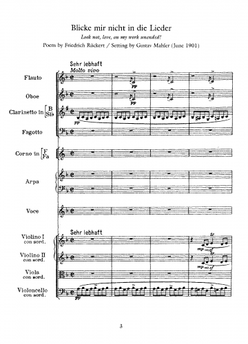 Mahler - Rückert Lieder - Complete Orchestral Score