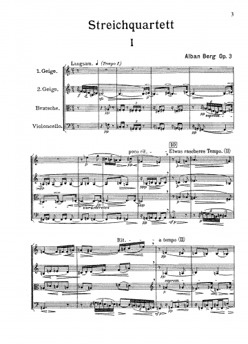 Berg - String Quartet - Score