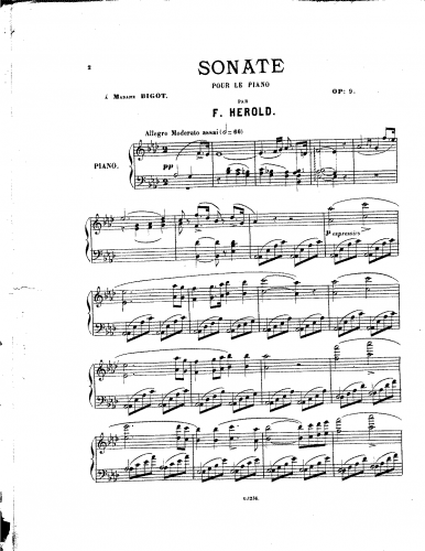 Hérold - Piano Sonata, Op. 9 - Score