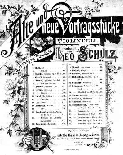 Leclair - Sarabande - Sarabande For Cello and Piano (Schulz) - Score