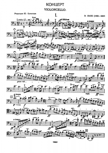 Lalo - Cello Concerto - Cello Solo - I. Lento. Allegro maestoso