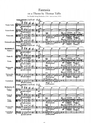 Vaughan Williams - Fantasia on a theme by Thomas Tallis - Score