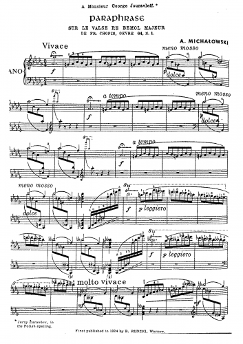 Micha?owski - Paraphrase on Chopin's Minute Waltz - Score