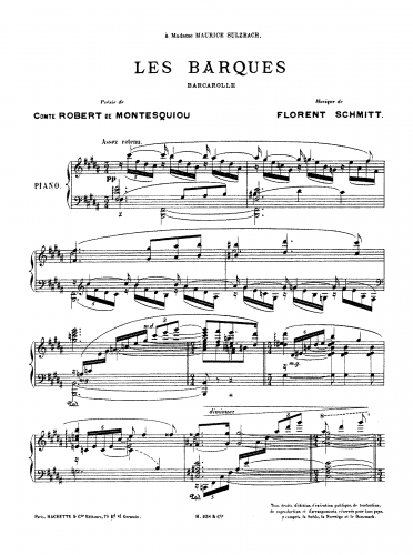 Schmitt - Les barques, Op. 8 - Score