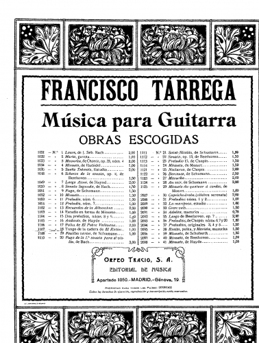 Tárrega - El Ratón Tango - Guitar score
