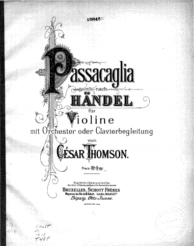 Thomson - Passacaglia nach Händel - Score (Piano Reduction) and Violin Part