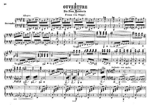Suppé - Die Frau Meisterin - Overture For Piano 4 hands - Score
