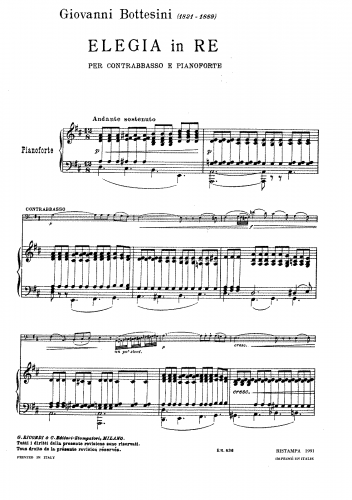 Bottesini - Elegy - Piano score and Bass part