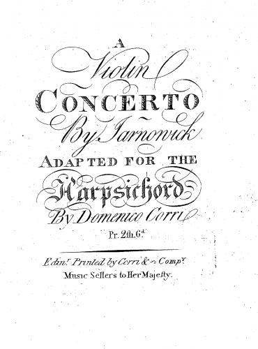 Giornovichi - Violin Concerto in A major - For Harpsichord solo (Corri) - Score
