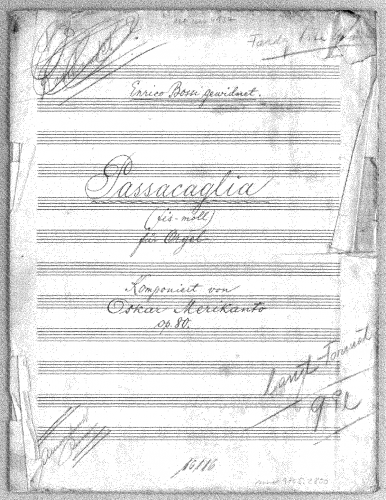 Merikanto - Passacaglia, Op. 80 - Score