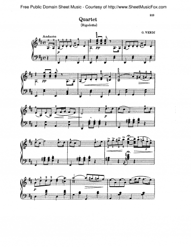 Verdi - Rigoletto - Quartet: 'Bella figlia dell'amore' (Act III, No. 18) For Piano solo (Unknown) - Score