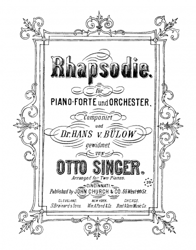Singer I - Rhapsodie für Piano-Forte und Orchester - For 2 Pianos - Piano Score