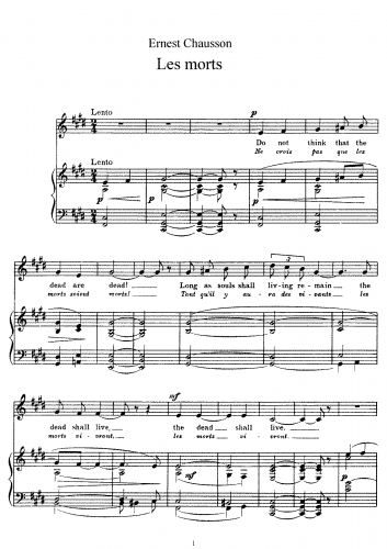 Chausson - Chansons de Miarka, Op. 17 - Vocal Score - 1. Les morts (original key)