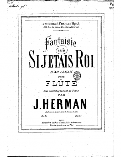 Herman - Fantaisie sur 'Si j'étais roi' - Scores and Parts