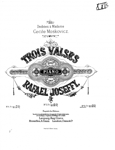 Joseffy - 3 Valses, Op. 3 - Score