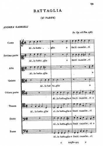 Gabrieli - Battaglia - Score