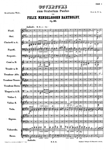 Mendelssohn - Paulus - Overture - Score