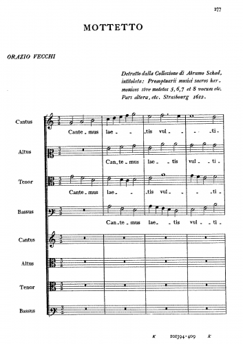 Vecchi - Cantemus laetis vultibus - Score
