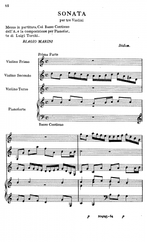 Marini - Sonata per 3 Violini - Score