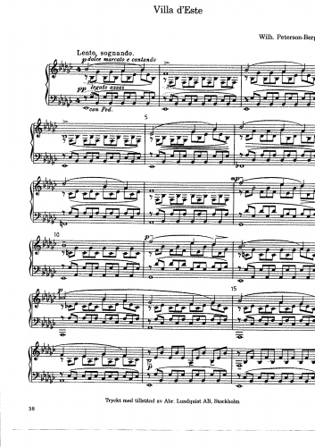 Peterson-Berger - Villa d'este - Piano Score