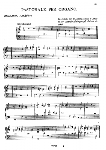 Pasquini - Pastorale per Organo - Score