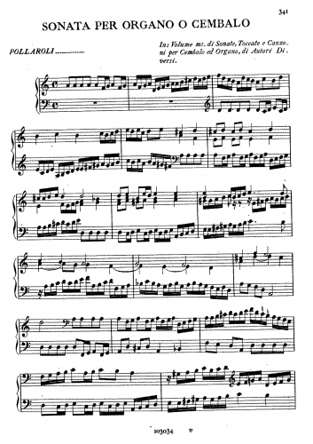 Pollarolo - Sonata per Organo o Cembalo - Score