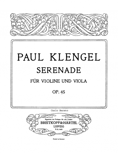 Klengel - Serenade Op. 45 - Score