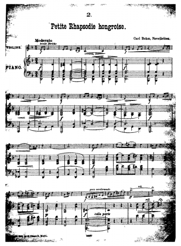 Bohm - 12 Stücke für Violine und Pianoforte (1-4te Lage) - Scores and Parts Petite Rhapsodie Hongroise (No. 12)