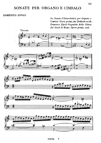 Zipoli - Sonate d'Involatura per organo e cimbalo - Keyboard Scores Selections - Score - Subset of Collection
