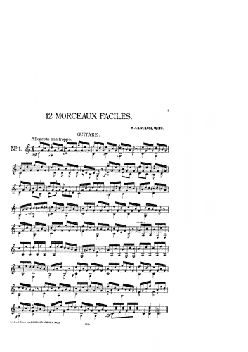 Carcassi - 12 Morceaux Faciles - Score