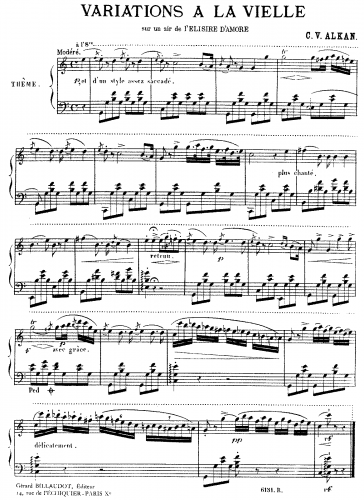 Alkan - Variations à la vielle sur un air de l'Elisire d'amore [Donizetti] - Score