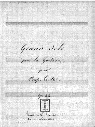 Coste - Grand Solo, Op. 24 - Manuscript Copy