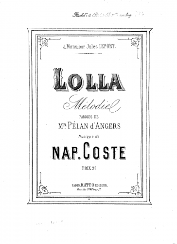 Coste - Lolla - Mélodie - Score