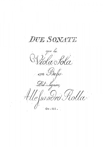 Rolla - 2 Sonatas for Viola and Basso or 2 Violas