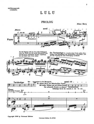 Berg - Lulu - Vocal Score Complete (fragment) - Vocal Score