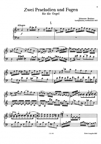 Brahms - Prelude and Fugue - Score