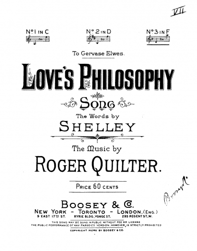 Quilter - Three Songs - 1. Love's Philosophy