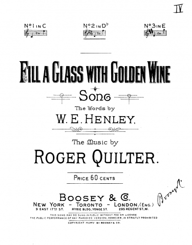 Quilter - Three Songs - 3. Fill a Glass with Golden Wine