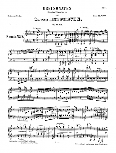 Beethoven - Piano Sonata No. 18 - Score
