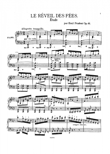 Prudent - The Awakening of the Fairies - Piano Score - Score
