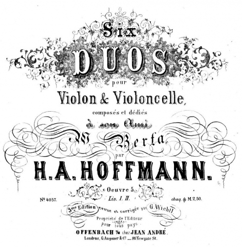 Hoffmann - 6 Duos for Violin and Cello, Op. 5