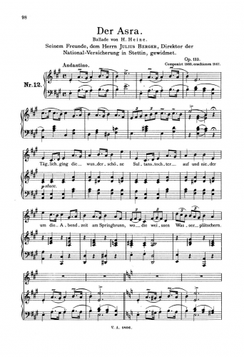 Loewe - Der Asra, Op. 133 - Score