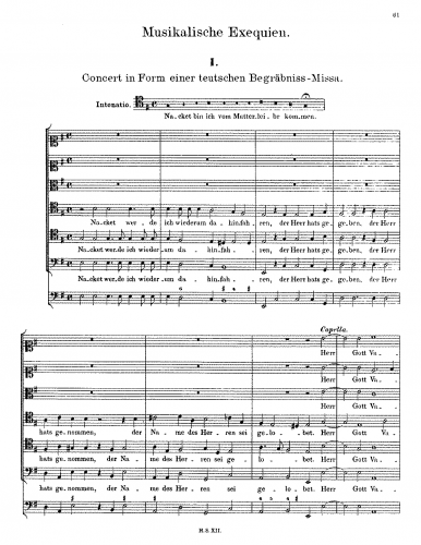 Schütz - Musikalische Exequien, Op. 7, SWV 279-281 - Scores and Parts - Score