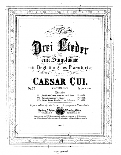 Cui - 3 Lieder - Score