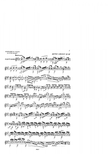 Carcassi - Fantaisie sur les Motifs de 'Gustave', Op. 49 - Score