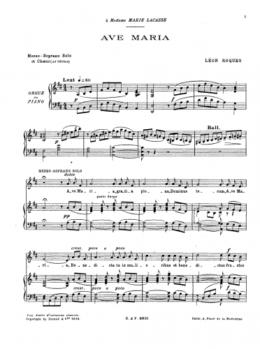 Roques - Ave Maria - Score
